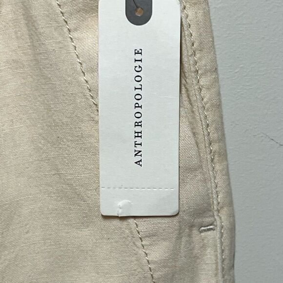 NWT Anthropologie Pilcro Drawstring High Waisted Linen Pants Cream Sz S - Picture 7 of 8